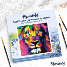 Charger l'image dans la galerie, Mini Peinture par Numéros 20x20cm avec cadre Lion Pop Art