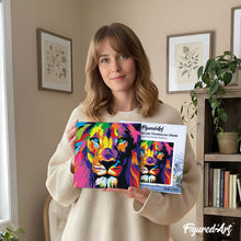 Charger l'image dans la galerie, Mini Peinture par Numéros 20x20cm avec cadre Lion Pop Art