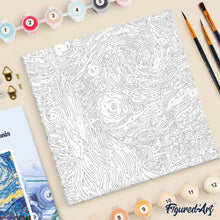 Charger l'image dans la galerie, Mini Peinture par Numéros 20x20cm avec cadre Van Gogh Nuit Etoilée