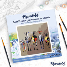 Charger l'image dans la galerie, Mini Peinture par Numéros 20x20cm avec cadre Zèbres de dos