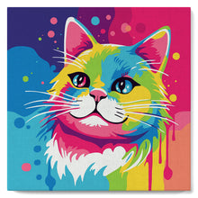 Charger l'image dans la galerie, Mini Peinture par Numéros 20x20cm avec cadre Chat Abstrait Pop Art