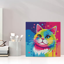 Charger l'image dans la galerie, Mini Peinture par Numéros 20x20cm avec cadre Chat Abstrait Pop Art