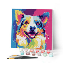 Charger l'image dans la galerie, Mini Peinture par Numéros 20x20cm avec cadre Chien Abstrait Pop Art