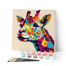 Charger l'image dans la galerie, Mini Peinture par Numéros 20x20cm avec cadre Girafe Abstraite Pop Art