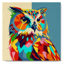 Charger l'image dans la galerie, Mini Peinture par Numéros 20x20cm avec cadre Hibou Abstrait Pop Art