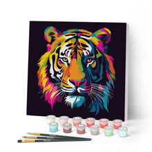 Charger l'image dans la galerie, Mini Peinture par Numéros 20x20cm avec cadre Tigre Abstrait Pop Art