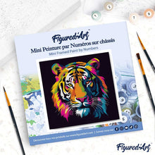 Charger l'image dans la galerie, Mini Peinture par Numéros 20x20cm avec cadre Tigre Abstrait Pop Art