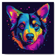 Charger l'image dans la galerie, Mini Peinture par Numéros 20x20cm avec cadre Chien Abstrait Pop Art Néon