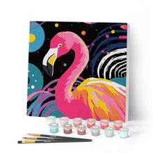 Charger l'image dans la galerie, Mini Peinture par Numéros 20x20cm avec cadre Flamant Rose Abstrait Pop Art