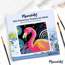 Charger l'image dans la galerie, Mini Peinture par Numéros 20x20cm avec cadre Flamant Rose Abstrait Pop Art