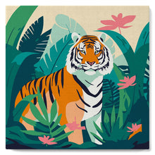 Charger l'image dans la galerie, Mini Peinture par Numéros 20x20cm avec cadre Tigre du Bengale Tropical