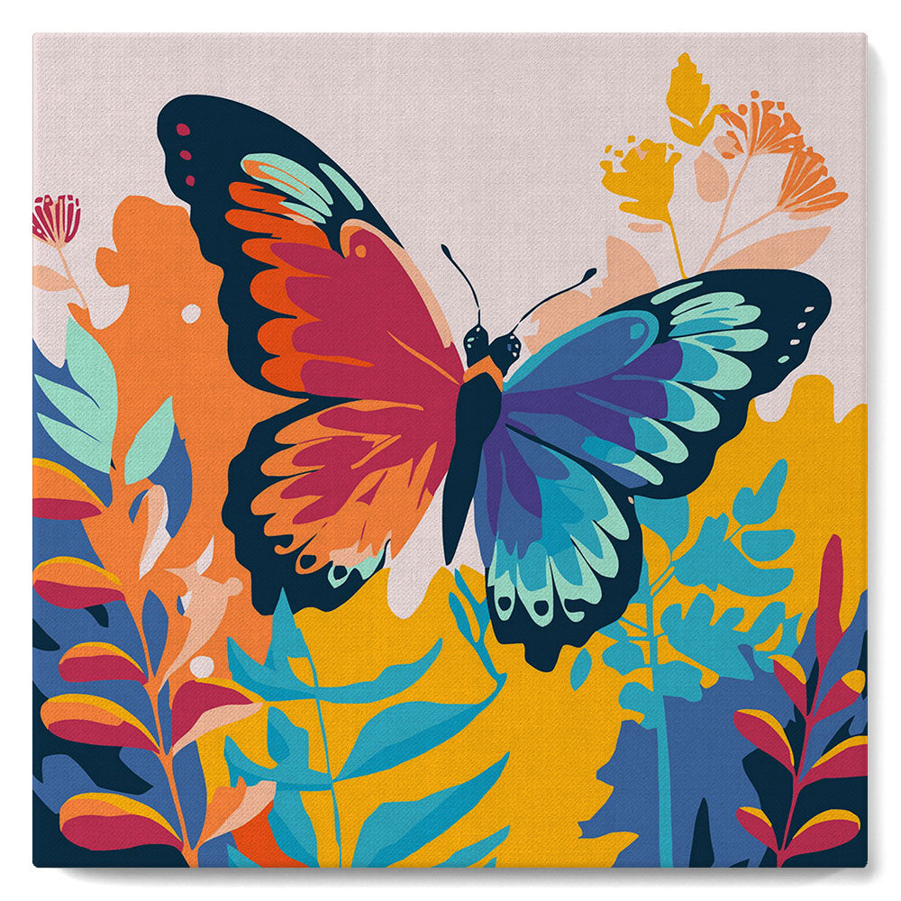 Peinture Miniature Vintage Faite Main - Papillons Et Fleurs - Inde - 6x9,5 Pouces (15x24 Cm) - Années 80