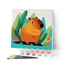 Charger l'image dans la galerie, Mini Peinture par Numéros 20x20cm avec cadre Capybara Tropical