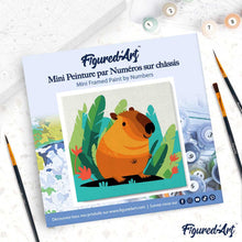 Charger l'image dans la galerie, Mini Peinture par Numéros 20x20cm avec cadre Capybara Tropical