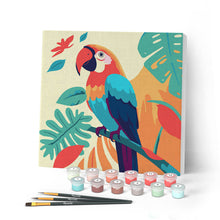 Charger l'image dans la galerie, Mini Peinture par Numéros 20x20cm avec cadre Perroquet Tropical