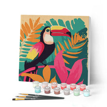 Charger l'image dans la galerie, Mini Peinture par Numéros 20x20cm avec cadre Toucan Tropical