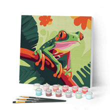 Charger l'image dans la galerie, Mini Peinture par Numéros 20x20cm avec cadre Rainette Tropicale aux Yeux Rouges
