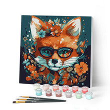 Charger l'image dans la galerie, Mini Peinture par Numéros 20x20cm avec cadre Renard Fantaisie et Fleurs