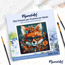 Charger l'image dans la galerie, Mini Peinture par Numéros 20x20cm avec cadre Renard Fantaisie et Fleurs