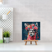 Charger l'image dans la galerie, Mini Peinture par Numéros 20x20cm avec cadre Lama Fantaisie et Fleurs