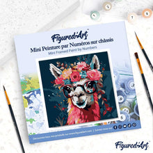 Charger l'image dans la galerie, Mini Peinture par Numéros 20x20cm avec cadre Lama Fantaisie et Fleurs