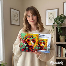 Charger l'image dans la galerie, Mini Peinture par Numéros 20x20cm avec cadre Singe Fantaisie et Fleurs