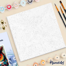 Charger l'image dans la galerie, Mini Peinture par Numéros 20x20cm avec cadre Hibou Fantaisie et Fleurs