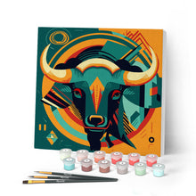 Charger l'image dans la galerie, Mini Peinture par Numéros 20x20cm avec cadre Taureau Art Déco