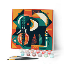 Charger l'image dans la galerie, Mini Peinture par Numéros 20x20cm avec cadre Éléphant Art Déco