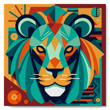 Charger l'image dans la galerie, Mini Peinture par Numéros 20x20cm avec cadre Lion Art Déco