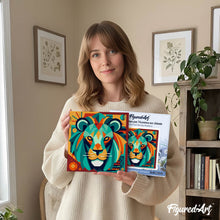 Charger l'image dans la galerie, Mini Peinture par Numéros 20x20cm avec cadre Lion Art Déco