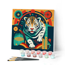 Charger l'image dans la galerie, Mini Peinture par Numéros 20x20cm avec cadre Tigre Art Déco