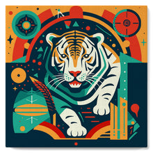 Charger l'image dans la galerie, Mini Peinture par Numéros 20x20cm avec cadre Tigre Art Déco