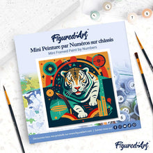 Charger l'image dans la galerie, Mini Peinture par Numéros 20x20cm avec cadre Tigre Art Déco
