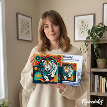 Charger l'image dans la galerie, Mini Peinture par Numéros 20x20cm avec cadre Tigre Art Déco