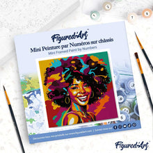 Charger l'image dans la galerie, Mini Peinture par Numéros 20x20cm avec cadre Femme Afro Pop Art