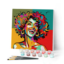 Charger l'image dans la galerie, Mini Peinture par Numéros 20x20cm avec cadre Femme Latina Pop Art