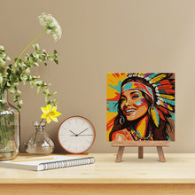 Charger l'image dans la galerie, Mini Peinture par Numéros 20x20cm avec cadre Femme Native Pop Art