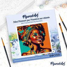 Charger l'image dans la galerie, Mini Peinture par Numéros 20x20cm avec cadre Reine Africaine Pop Art