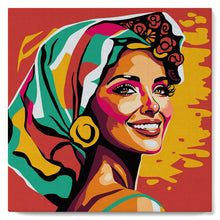 Charger l'image dans la galerie, Mini Peinture par Numéros 20x20cm avec cadre Femme Exotique Pop Art