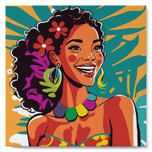 Charger l'image dans la galerie, Mini Peinture par Numéros 20x20cm avec cadre Femme des Îles Pop Art
