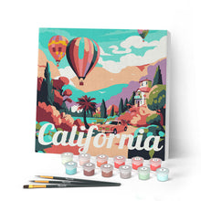 Charger l'image dans la galerie, Mini Peinture par Numéros 20x20cm avec cadre Montgolfière en Californie