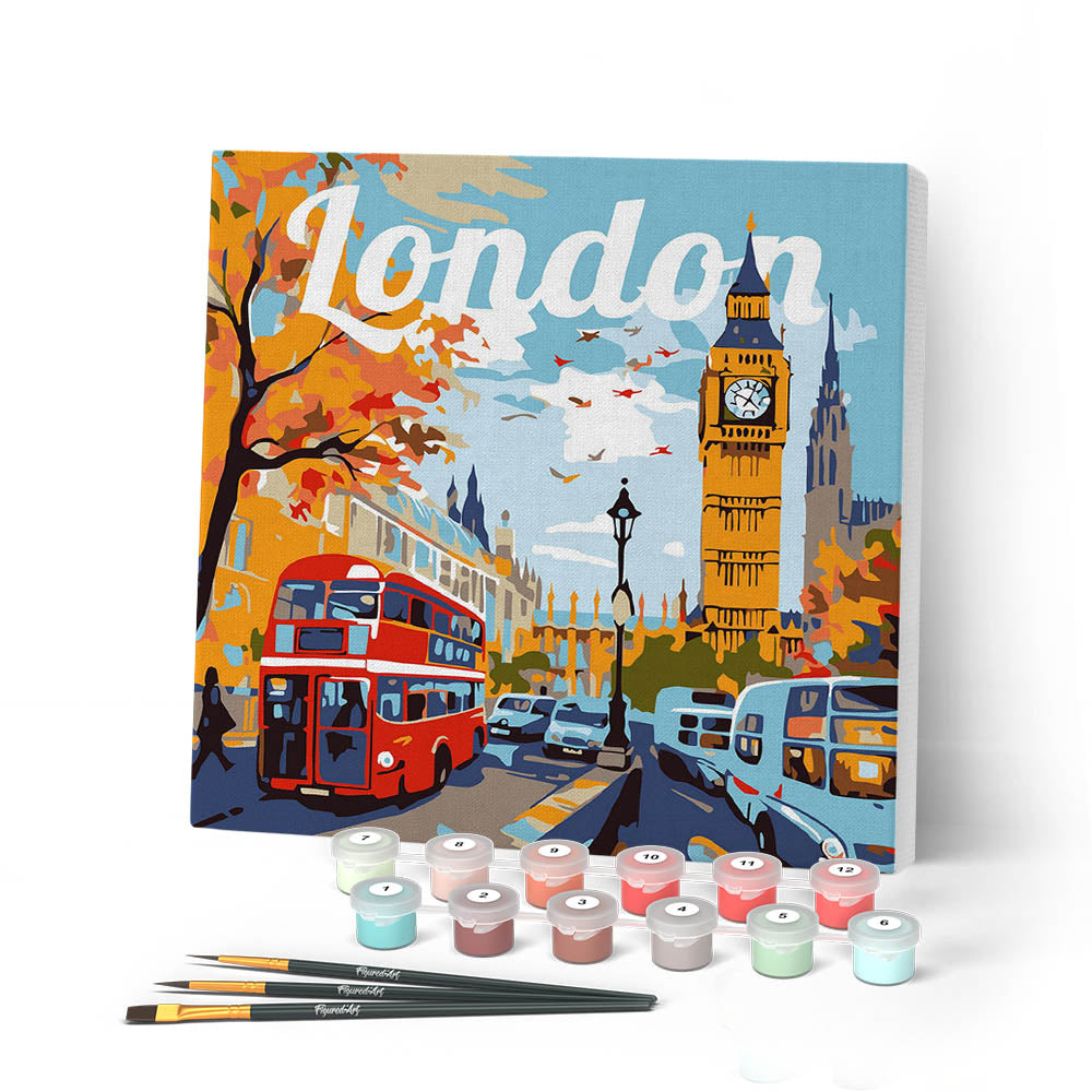 Mini Peinture par Numéros 20x20cm avec cadre Big Ben Londres