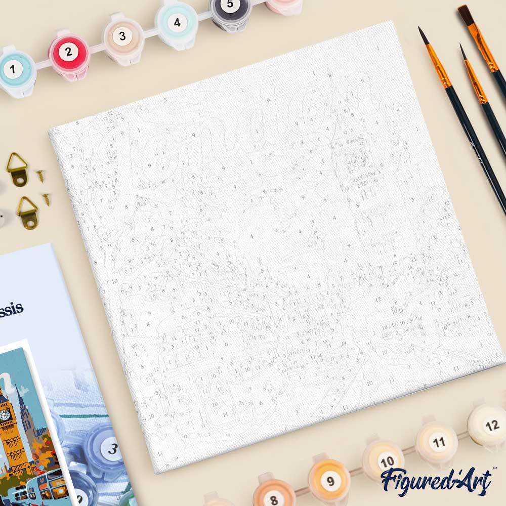 Mini Peinture par Numéros 20x20cm avec cadre Big Ben Londres – Figured'Art