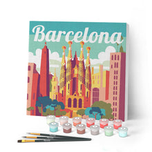 Charger l'image dans la galerie, Mini Peinture par Numéros 20x20cm avec cadre Sagrada à Barcelone