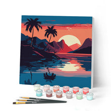 Charger l'image dans la galerie, Mini Peinture par Numéros 20x20cm avec cadre Mer et Coucher de Soleil