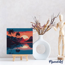 Charger l'image dans la galerie, Mini Peinture par Numéros 20x20cm avec cadre Mer et Coucher de Soleil