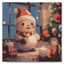 Charger l'image dans la galerie, Mini Peinture par Numéros 20x20cm avec cadre Joyeux Bonhomme de Neige dans la Chambre