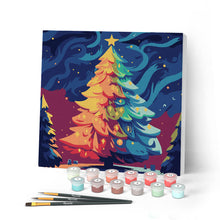 Charger l'image dans la galerie, Mini Peinture par Numéros 20x20cm avec cadre Sapin de Noël Coloré