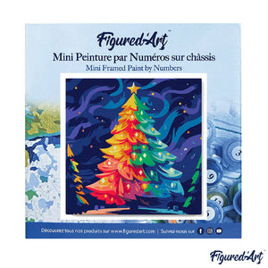 Mini Peinture par Numéros 20x20cm avec cadre Sapin de Noël Coloré